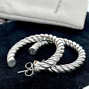 David Yurman Sculpted Cable Hoop Earrings in Sterling Silver, SSL.925